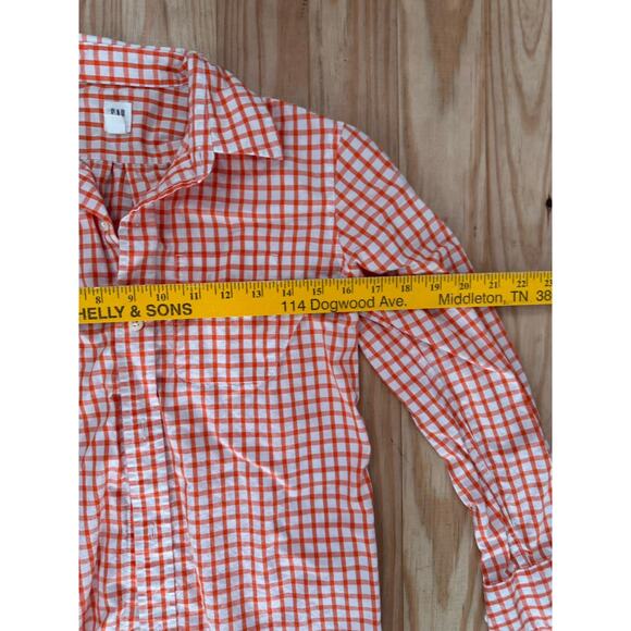 Gap Kids Orange Checkered Button Down Girls Size Large 10 Regular Cotton - Picture 3 of 8